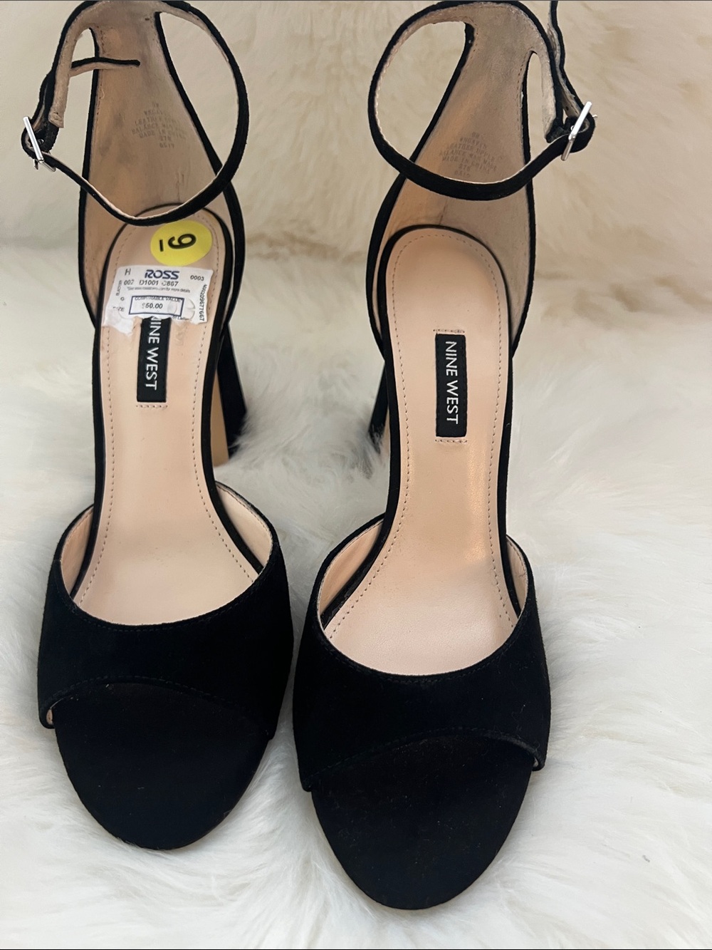 Nine West Black Open-Toe Ankle-Strap Heels